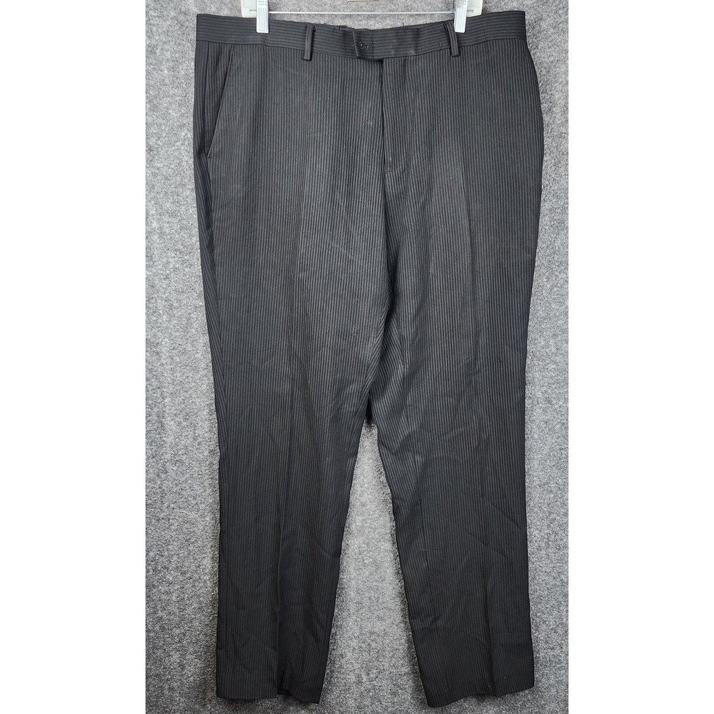 Alberto Cardinali Dress Pants Mens 40R Charcoal Grey‎ Pinstripe Slim Fit S60